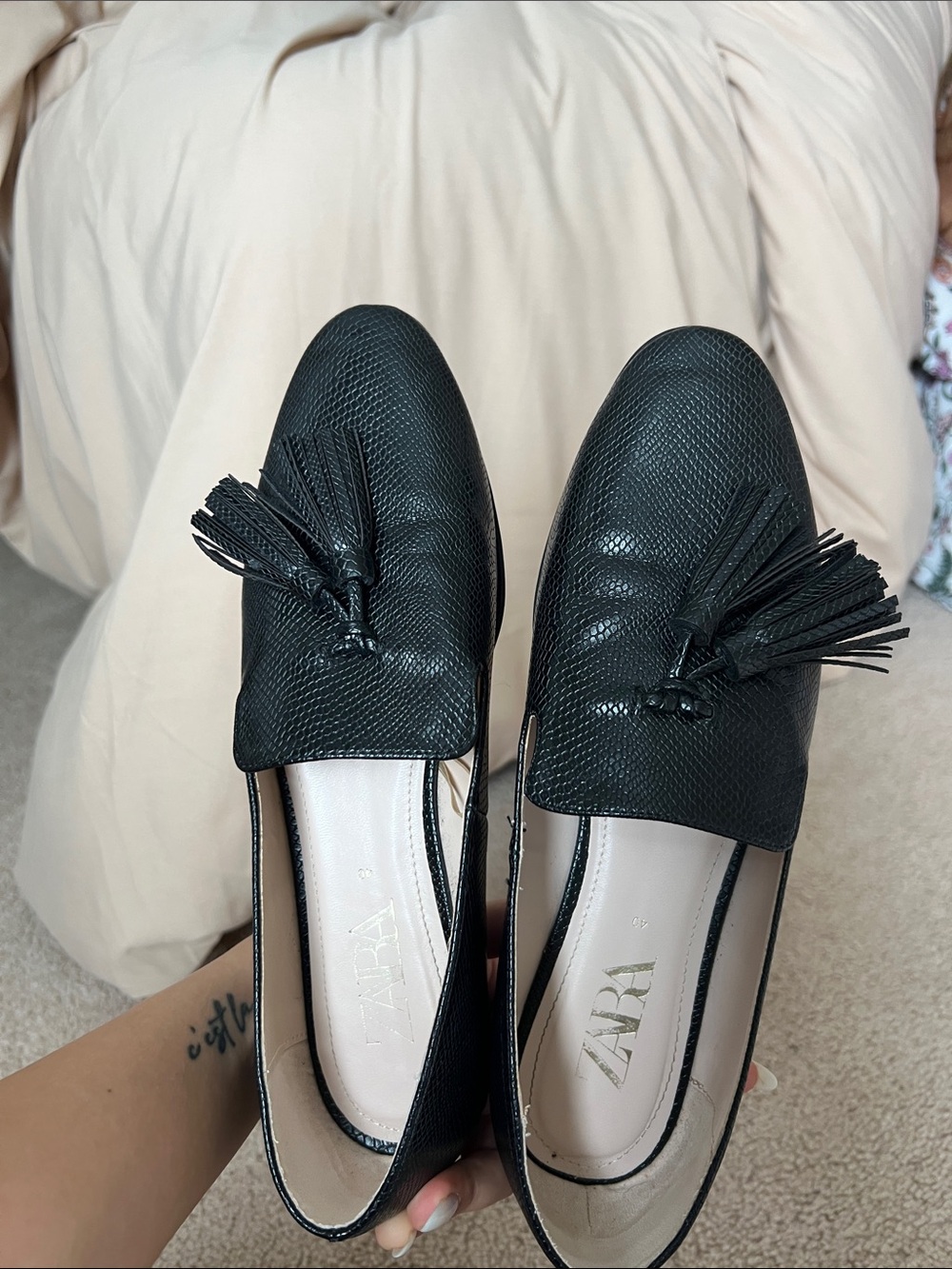 ZARA Black Tassel Loafers for Women